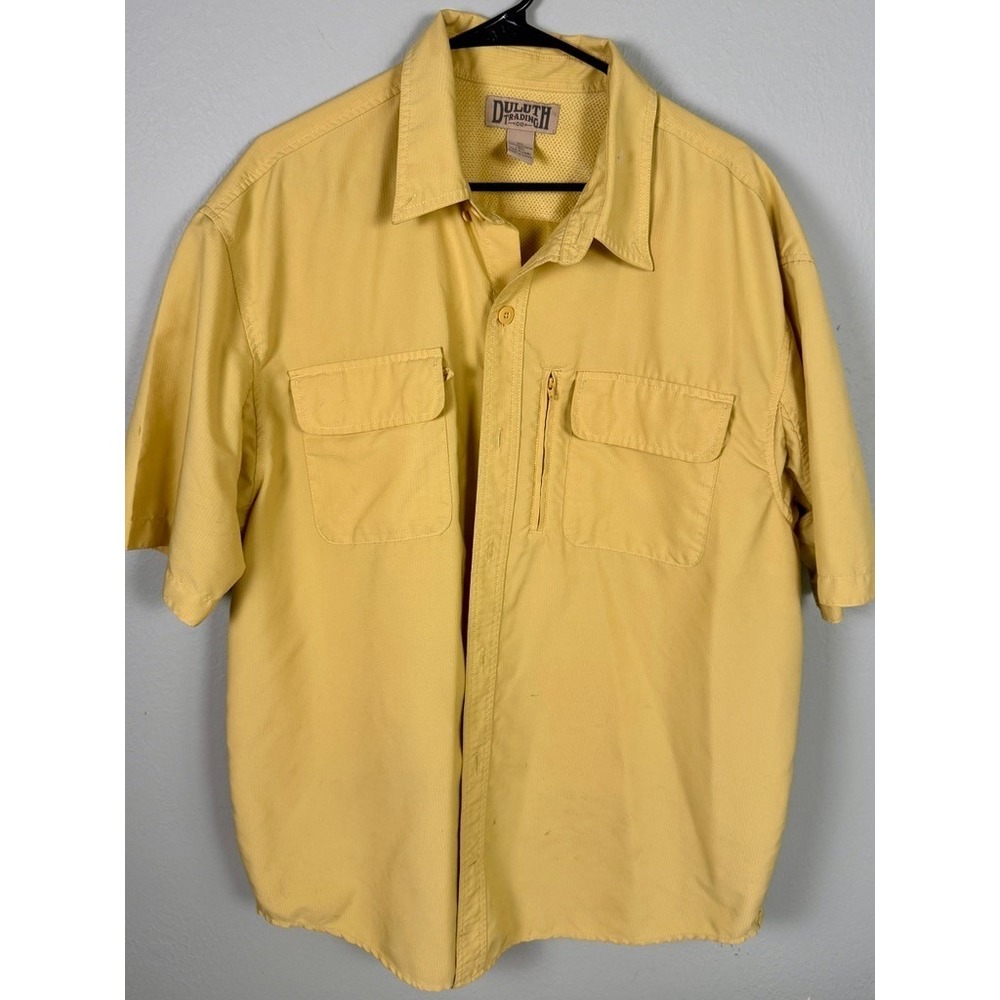 Duluth Trading Co CoolPlus Shirt Mens XL Yellow Short Sleeve Fishing Outdoor